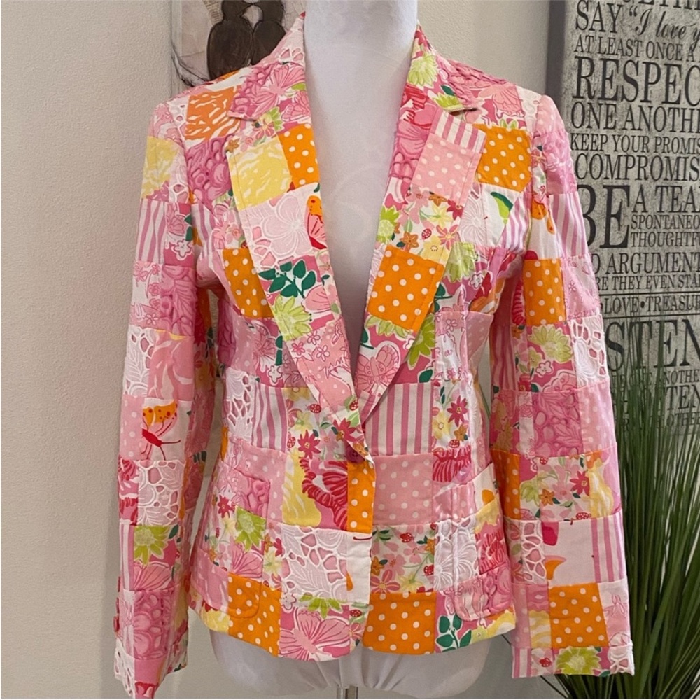 Rare White Label Lilly Pulitzer Patchwork Blazer,